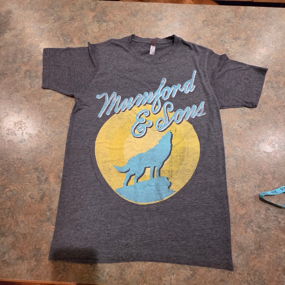 Mumford & Sons T-Shirt Small Gray Excellent 2013 Howling Wolf Band Tee - Picture 2 of 8